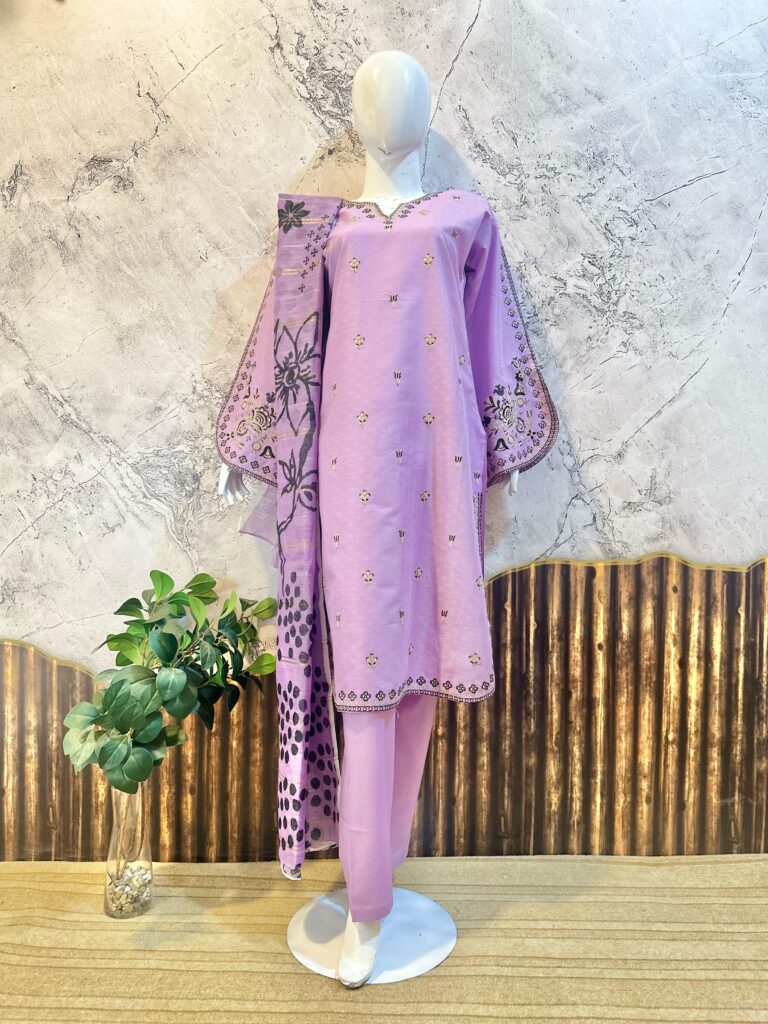 Dobby lawn Fabric Embroidered 3 pcs